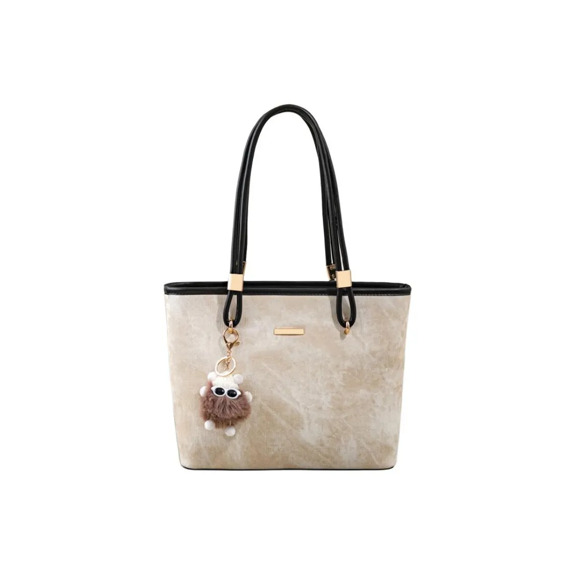 DIFFERENT FACES Кожа Тоут Сумка Сумка для покупок Сумка на плечо Женская Бежевая и Черная