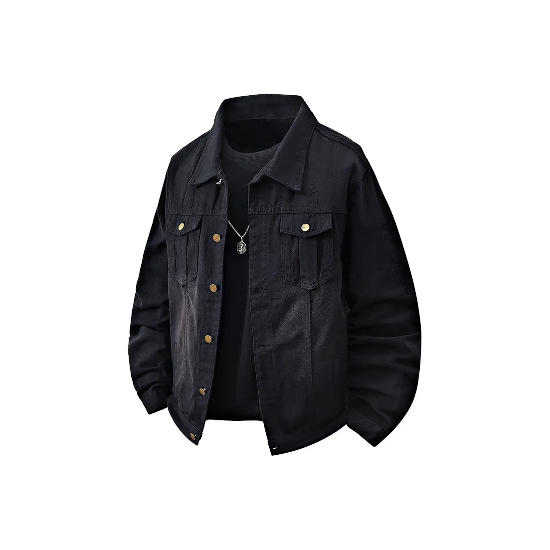 ONENINE34PM Черная джинсовая куртка Мужская рубашка