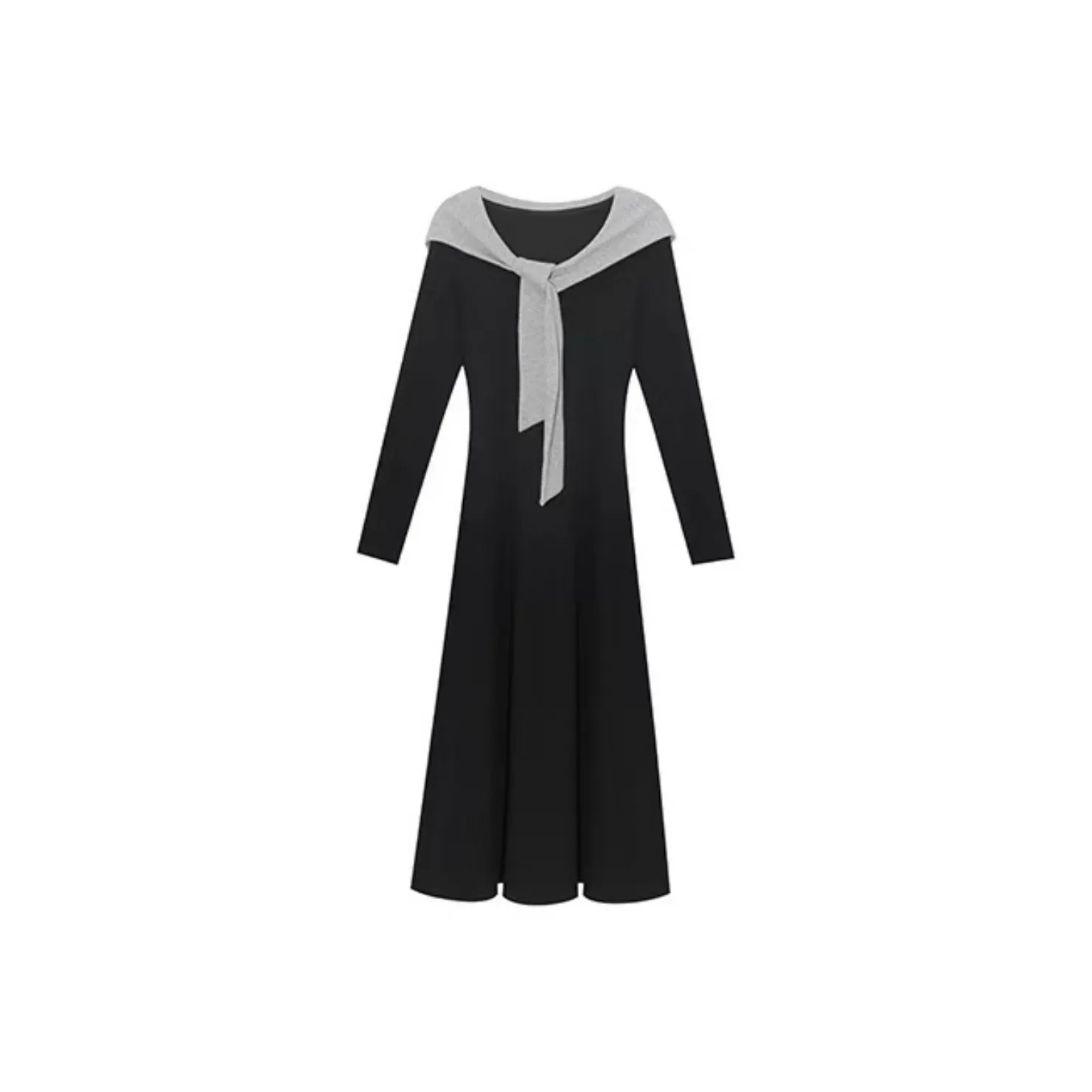 KZOON STUDIO Черные Женские Длинные Платья с Длинными Рукавами