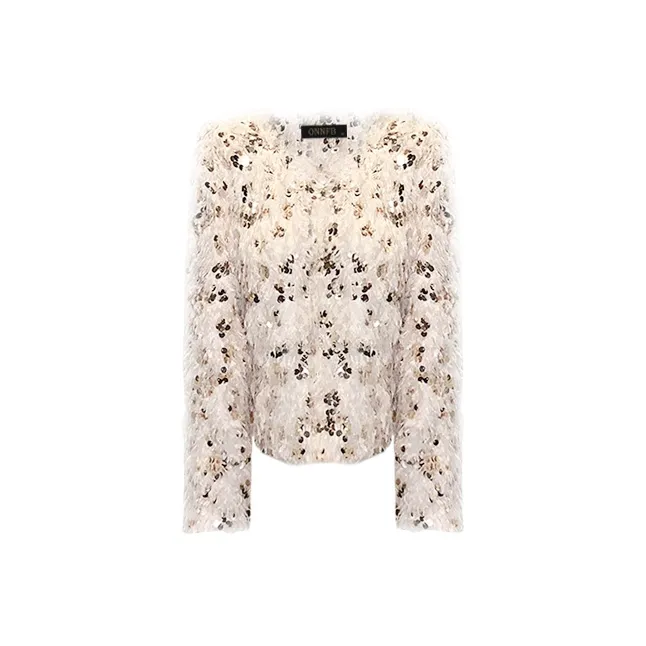 ONNFB Блестки Пальто Женские Меховые изделия