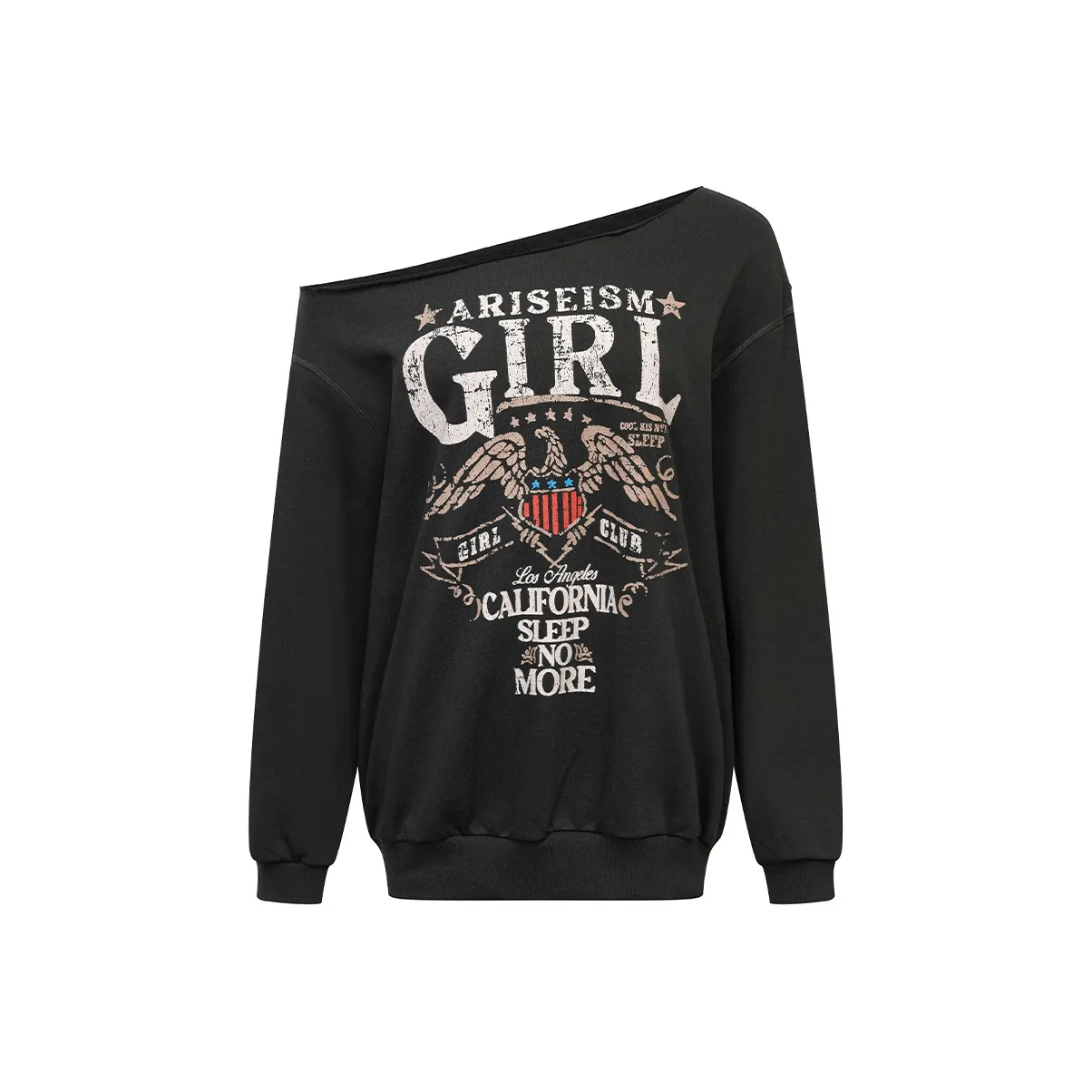 Ariseism EAGLE Принт Off The Плечо Свитшот Женские AUTUMN Облегающий Плечо Топ Женские