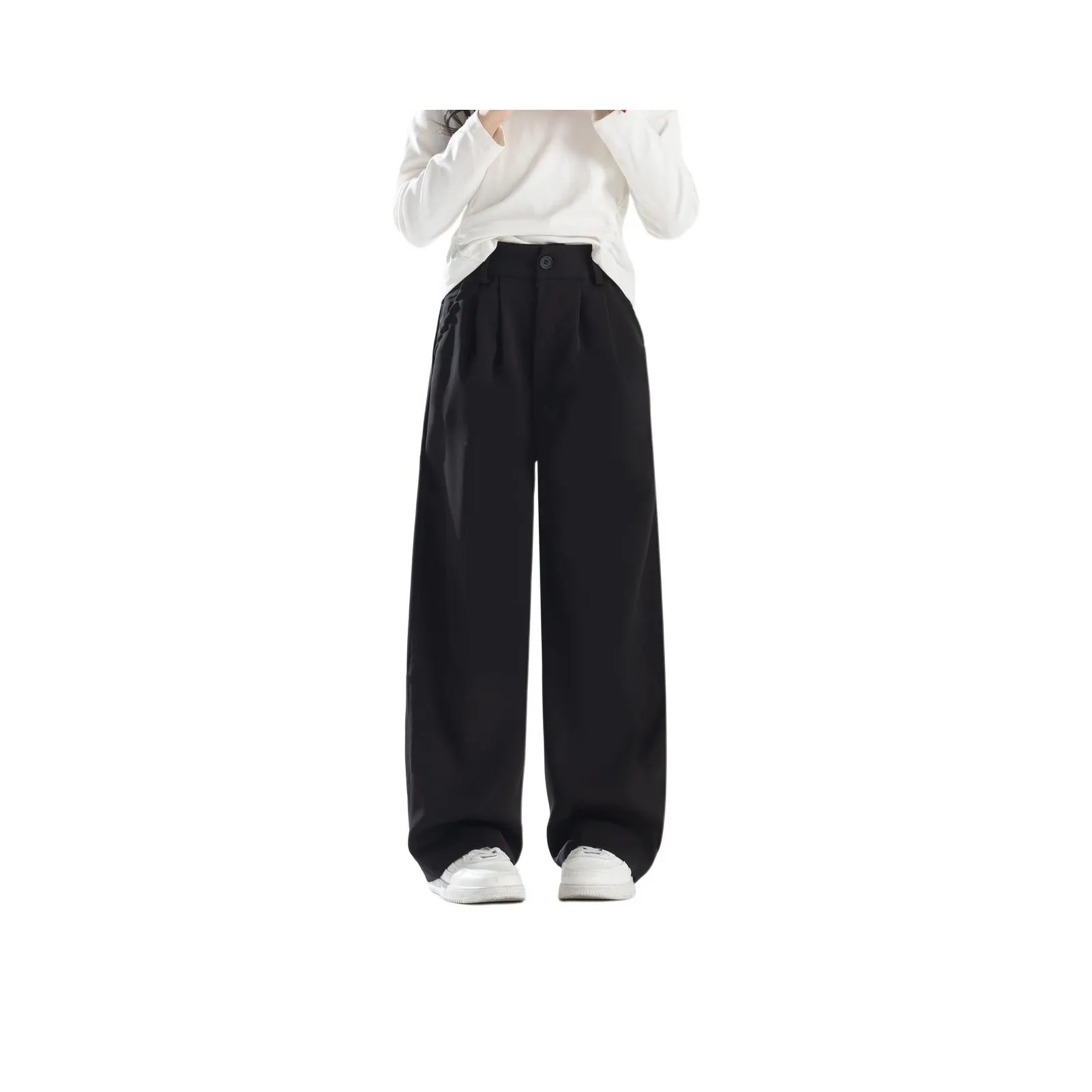 URBANSHOW Женский Свободный крой Драпированный BUTTONS Обхват талии Костюм Брюки Весенний и Осенний