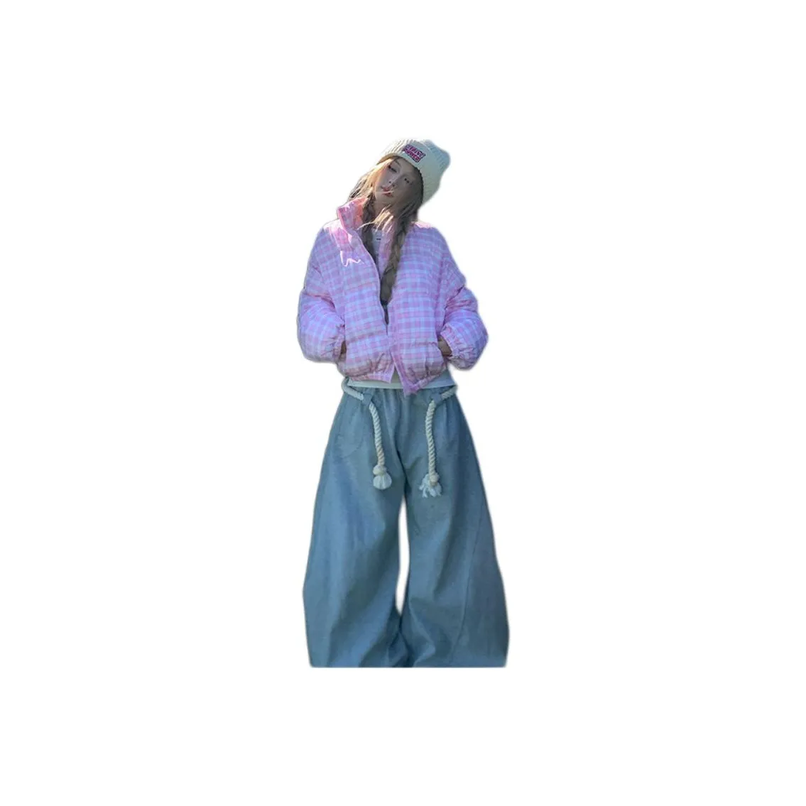 LAKESI Розовый Клетчатый Женский Пуховик