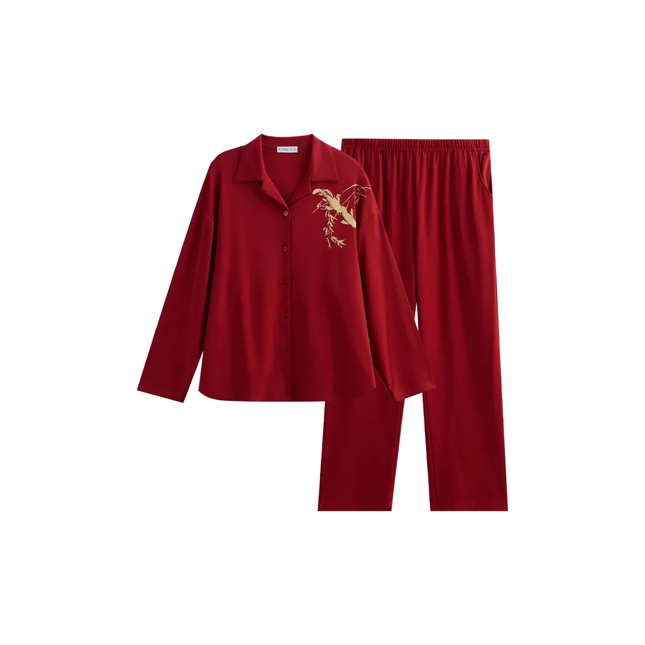 Same Language Пижамный комплект Женские Китайский Красный · Бамбуковый лист