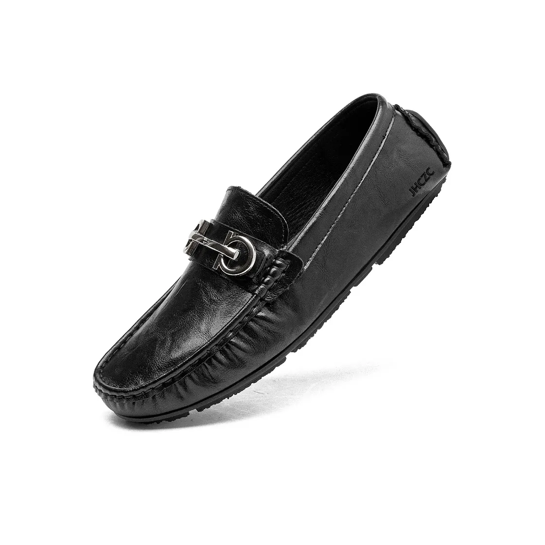 JHCZC Лоферы с резиновой подошвой черные мужские