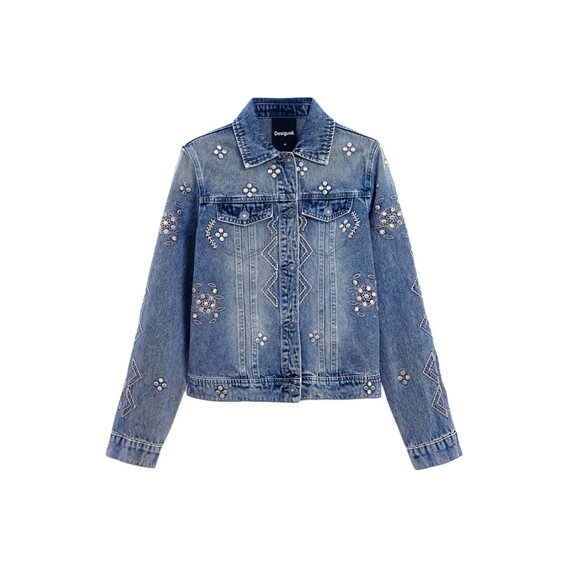 Desigual Джинсовые куртки из среднего синего денима для женщин
