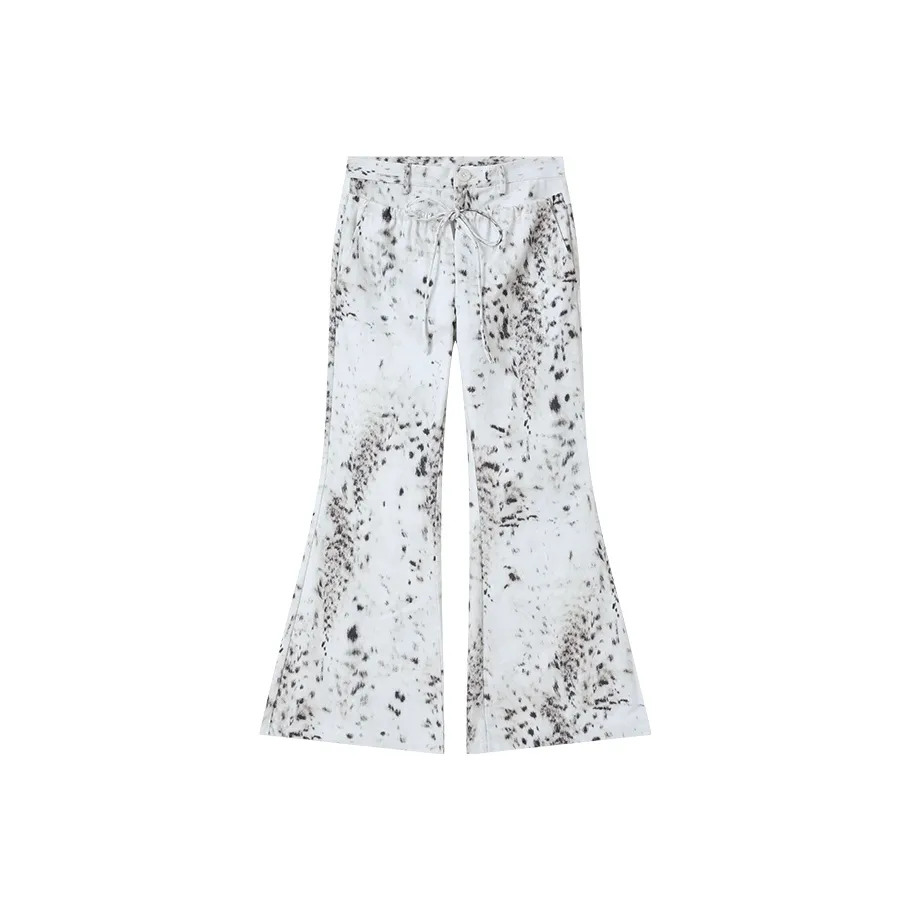 LAVA LAND Двойной ремешок Цифровой с принтом Шнур Прямой крой Брюки Женские