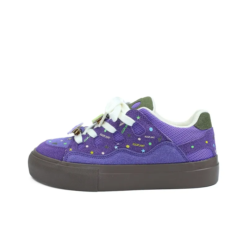 B10CROWN Slip-resistant Abrasion-resistant Lightweight Breathable Low-top Skateboarding Shoes Women's Eggplant Purple