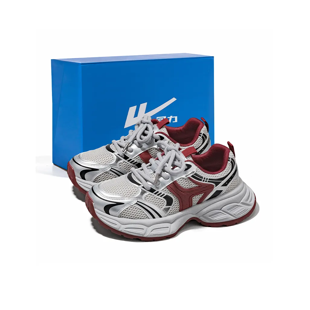 Warrior Low Топ Толстая подошва Кроссовки Женские Серый Красный