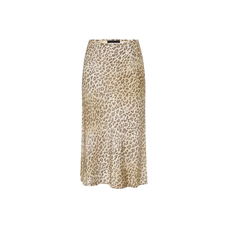 MO CO Two-Tone Leopard Print Женская Повседневная Длинная Юбка