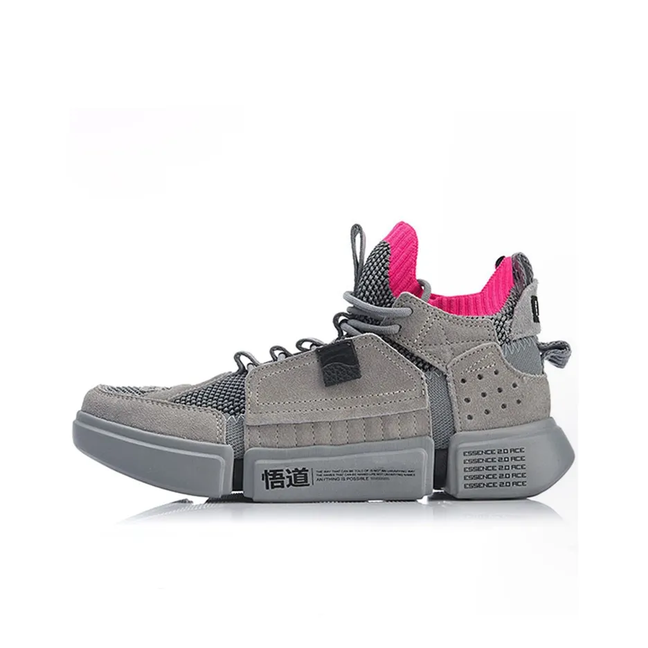 LiNing Casual Shoes Men Mid Top Gray