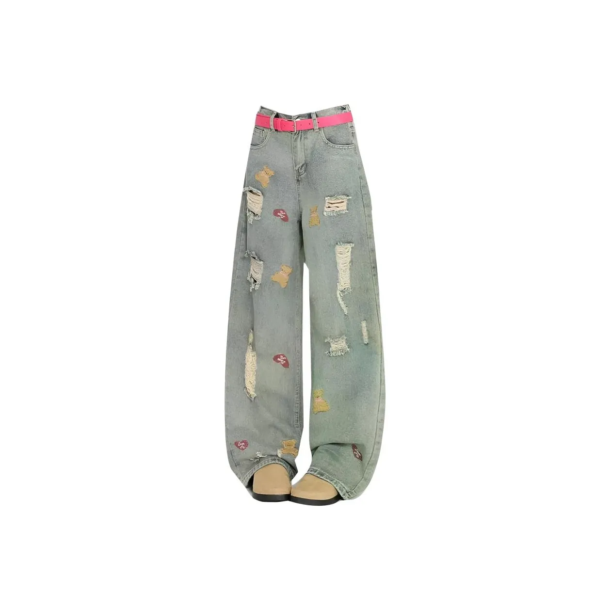 OURUOKE Blue Women's Jeans OURUOKE Синий Женские Джинсы