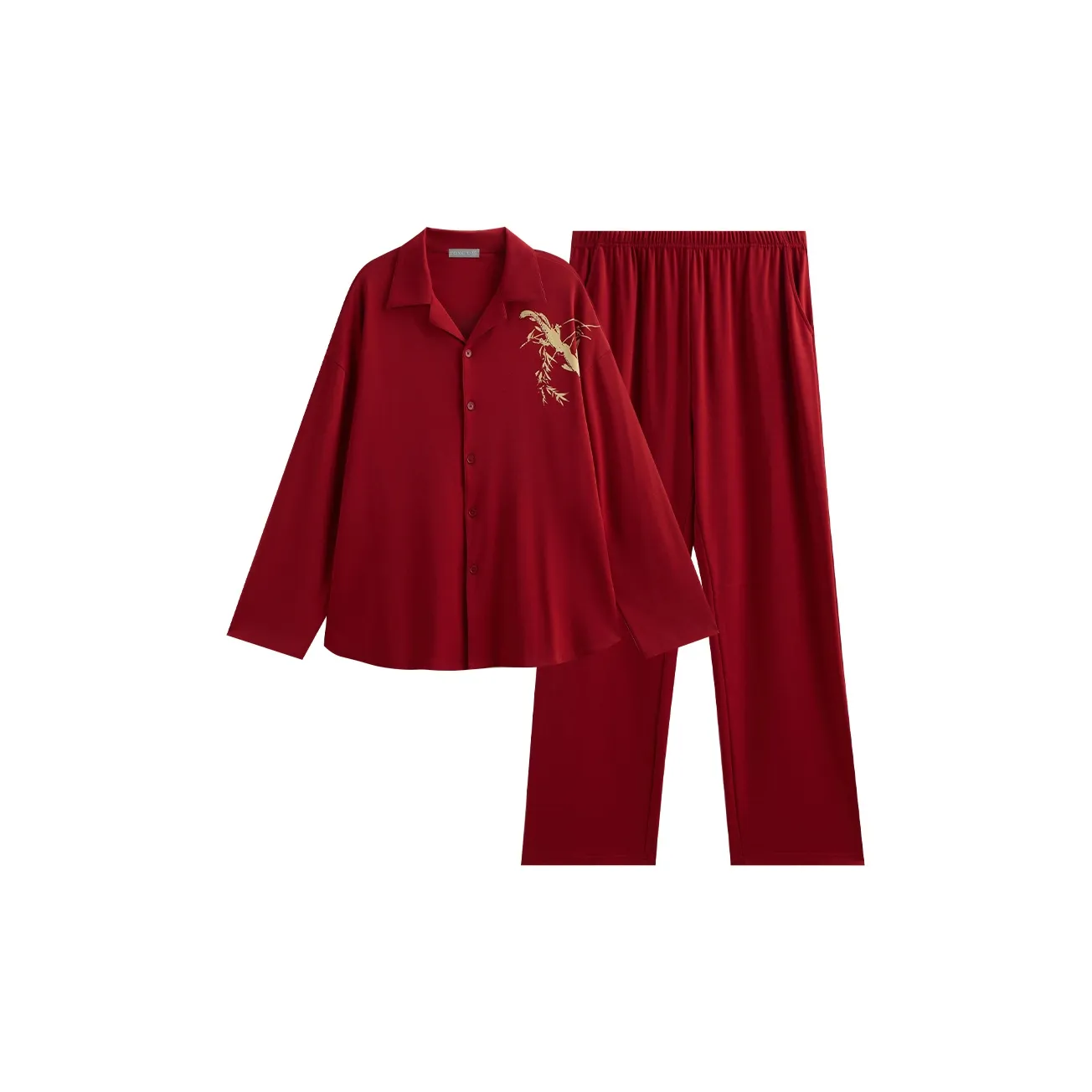 Same Language Пижамный комплект Мужской Китайский Красный · Бамбуковый лист