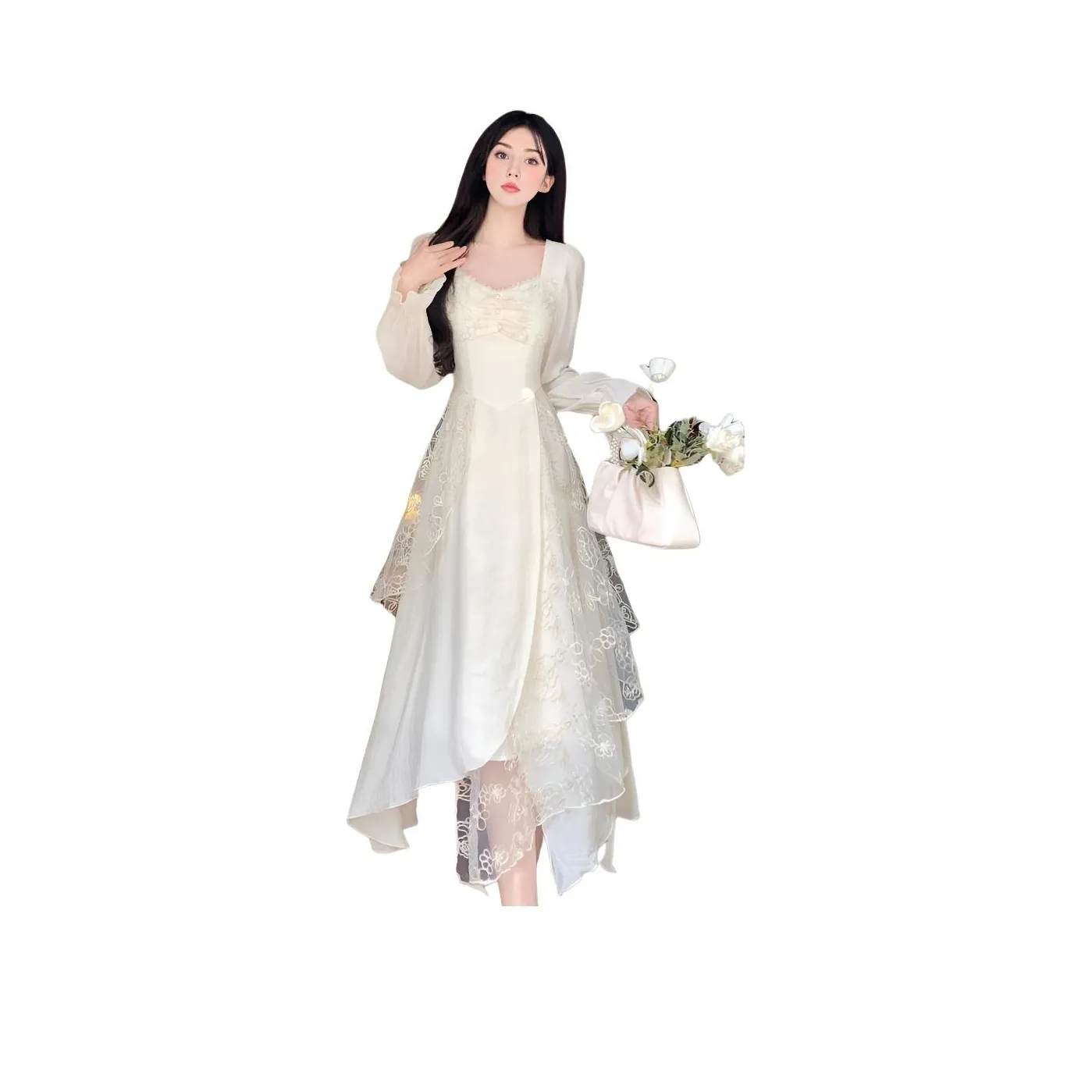 FINDSME GAGA Длинное платье с длинными рукавами женское