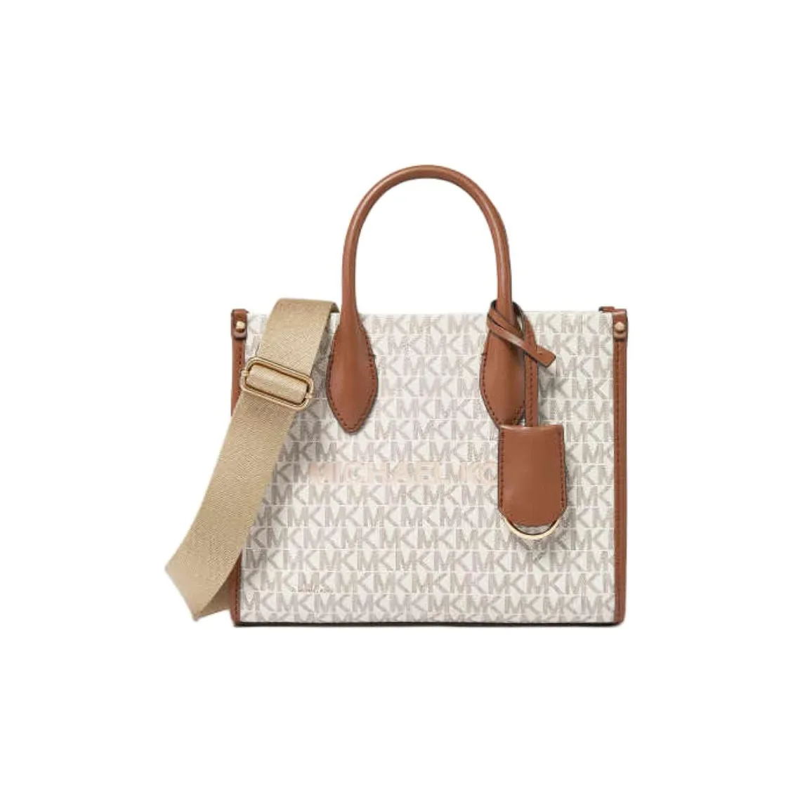 MICHAEL KORS Mirella Искусственная кожа Сумка Маленькая Женская Ванильный Белый и Коричневый Желудь