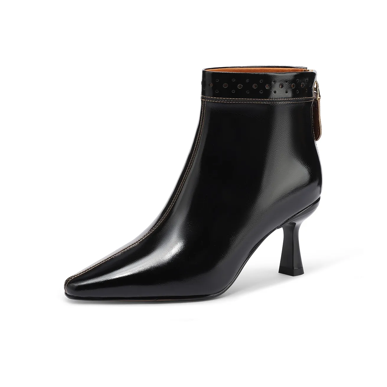 FMM Ankle Длина Женские 2025 Осенне-Зимние Заостренный носок Лакированная кожа Западные ботильоны с тонким высоким каблуком Женские