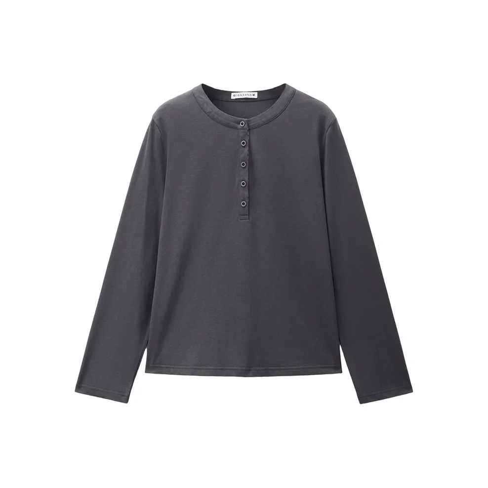 Giordano 03 Темно-серый и в клетку Женские T-рубашки