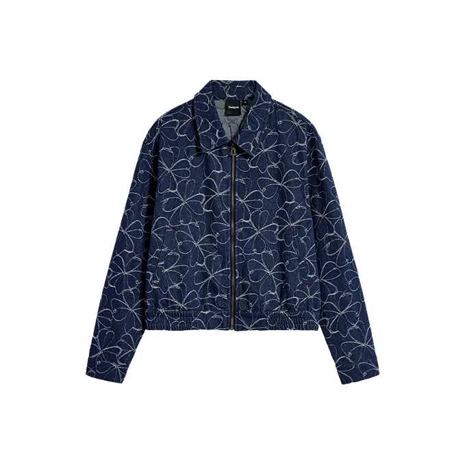 Desigual Темный деним синий женский джинсовый куртка