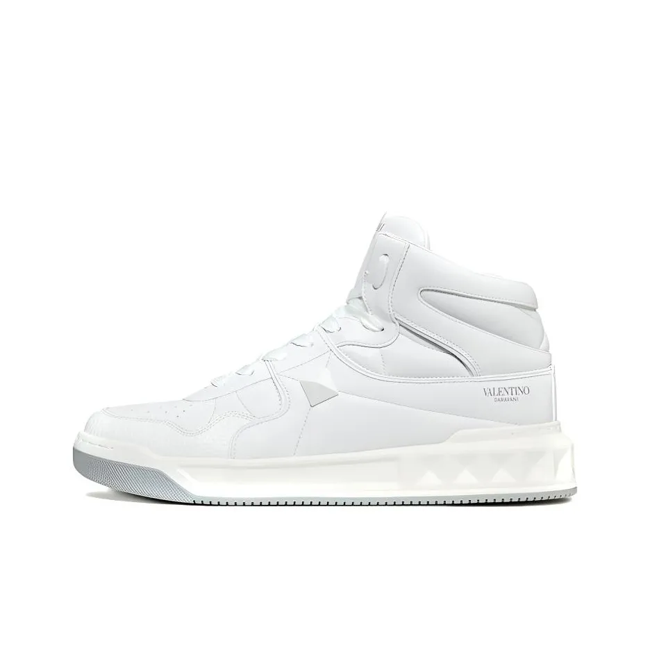 Valentino One Stud Skateboard Shoes Men Mid Top White