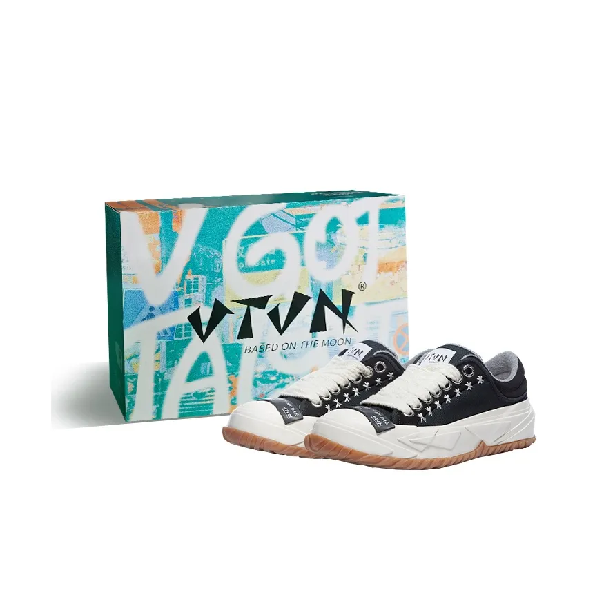VTVN Falling Stars Meteor Series Skateboard Shoes Unisex Low Top Ink Black