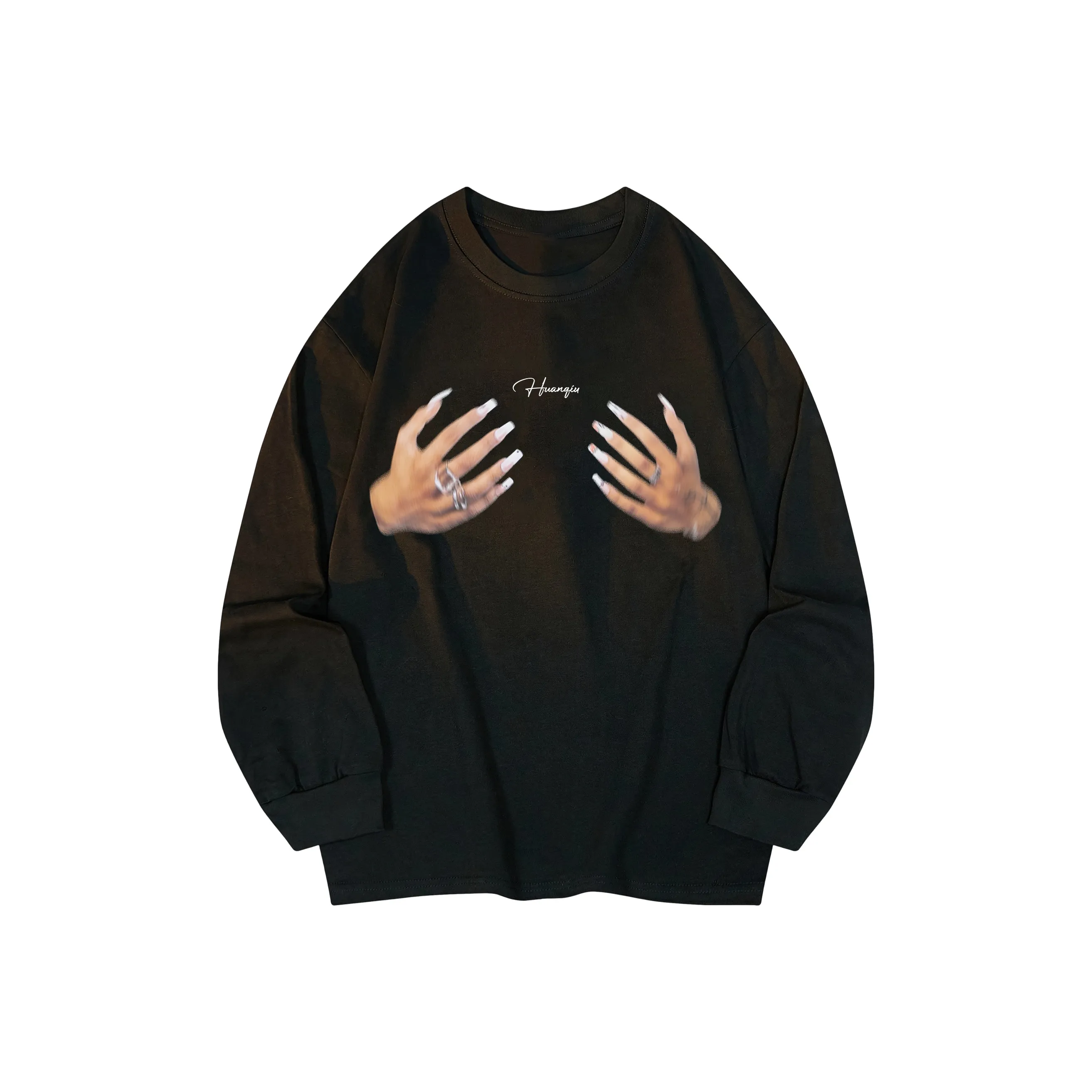 HUANQIU Длинный рукав Т-рубашка Унисекс