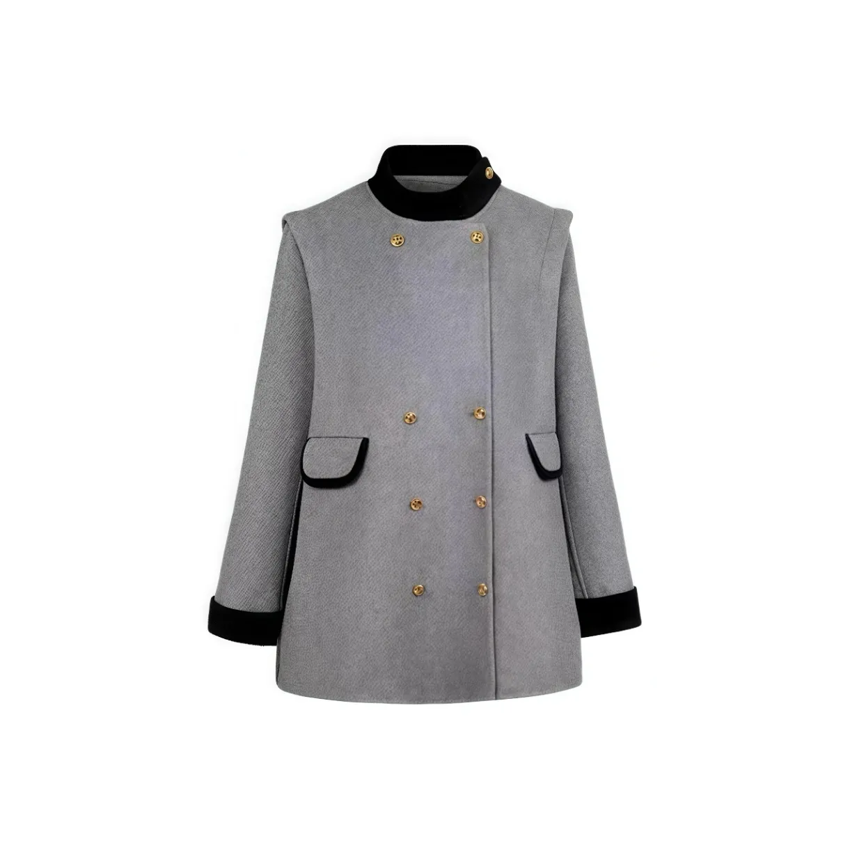 ETSE Серый Шерстяной Пальто Женские Меховые изделия