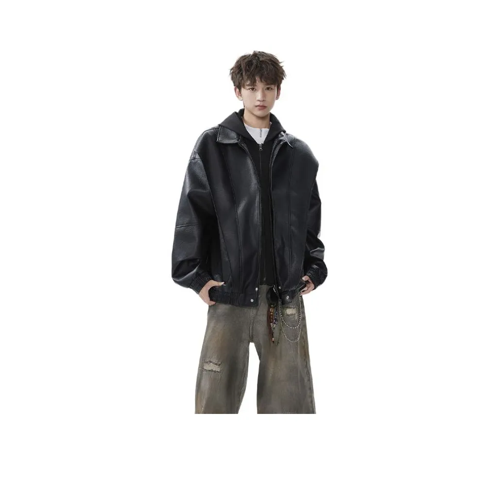 CariteSport С капюшоном Рабочая одежда Повседневная Кожа Куртка Пальто Куртка Мужская