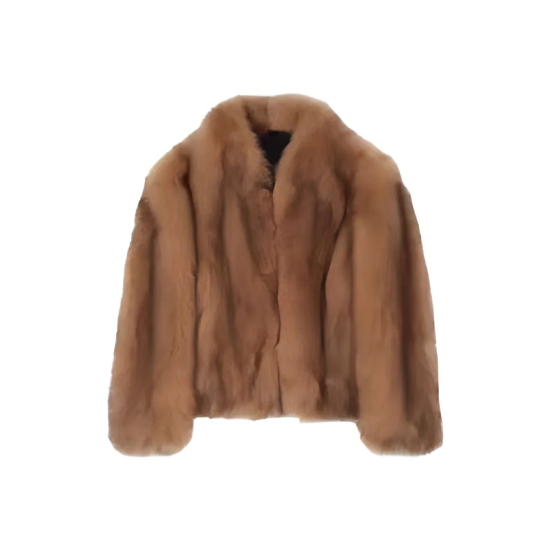 SNZX Смешанный Янтарный Коричневый Стандартный Утепленный Янтарный Коричневый Женские Меховые изделия