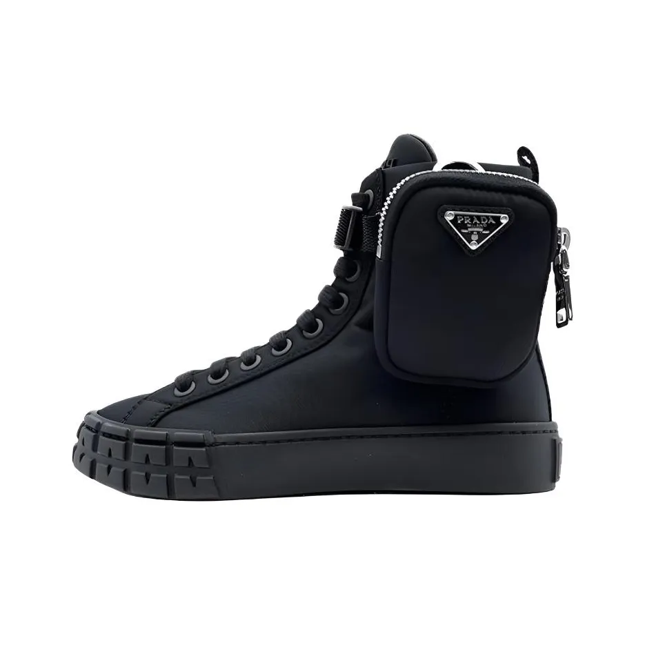 PRADA Skateboard Shoes Women's High-Top Black