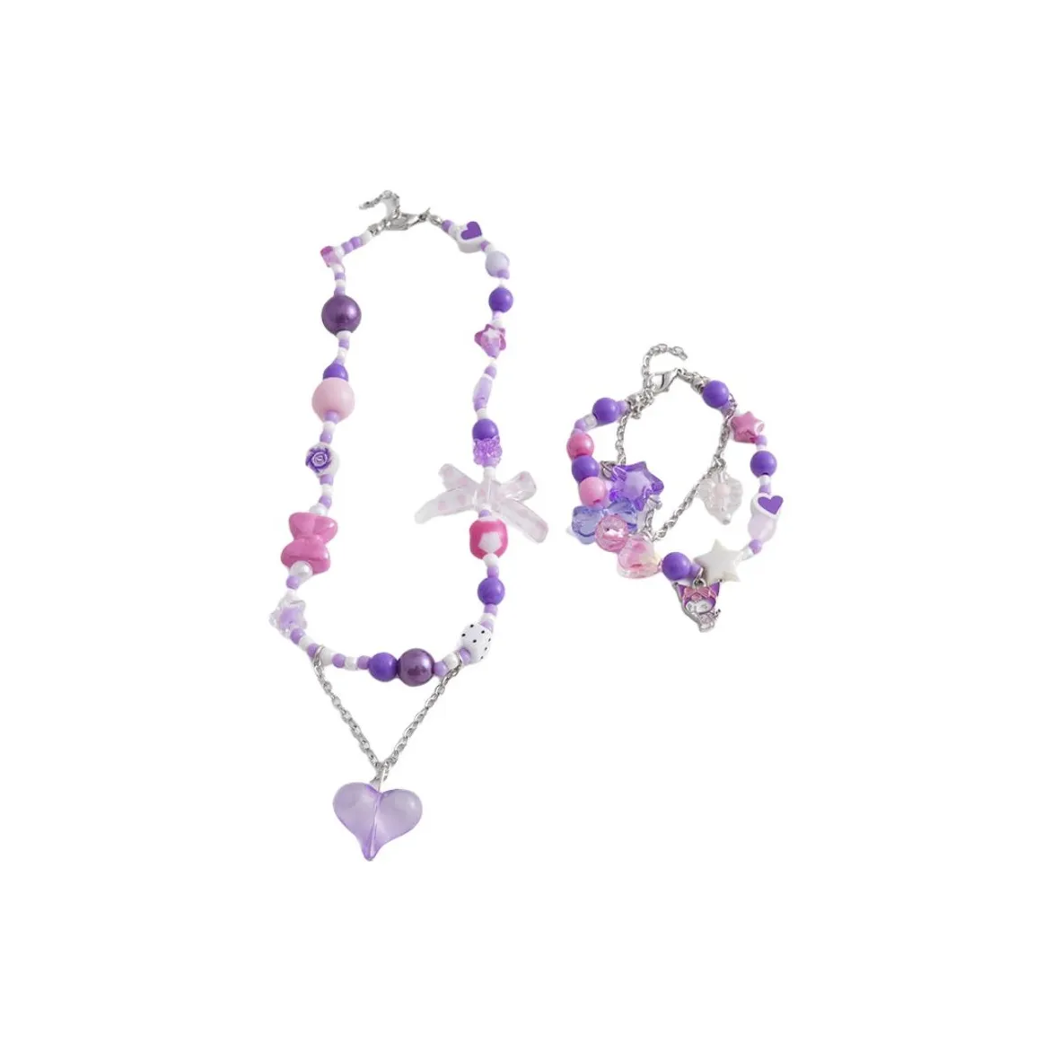 FIRST PARTY x Sanrio Kuromi Браслет с бусинами Ожерелье Кулон Шнурок Браслет-шнурок