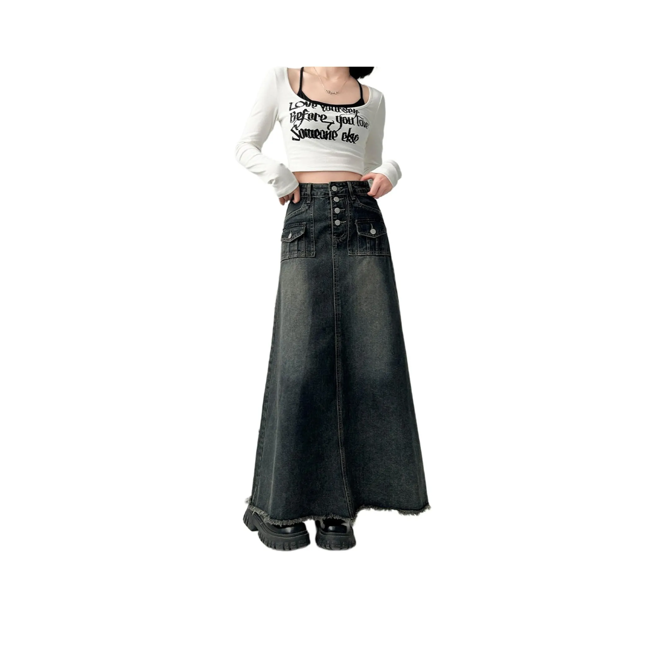 NEVER RULE Деним Длинная Юбка Женская