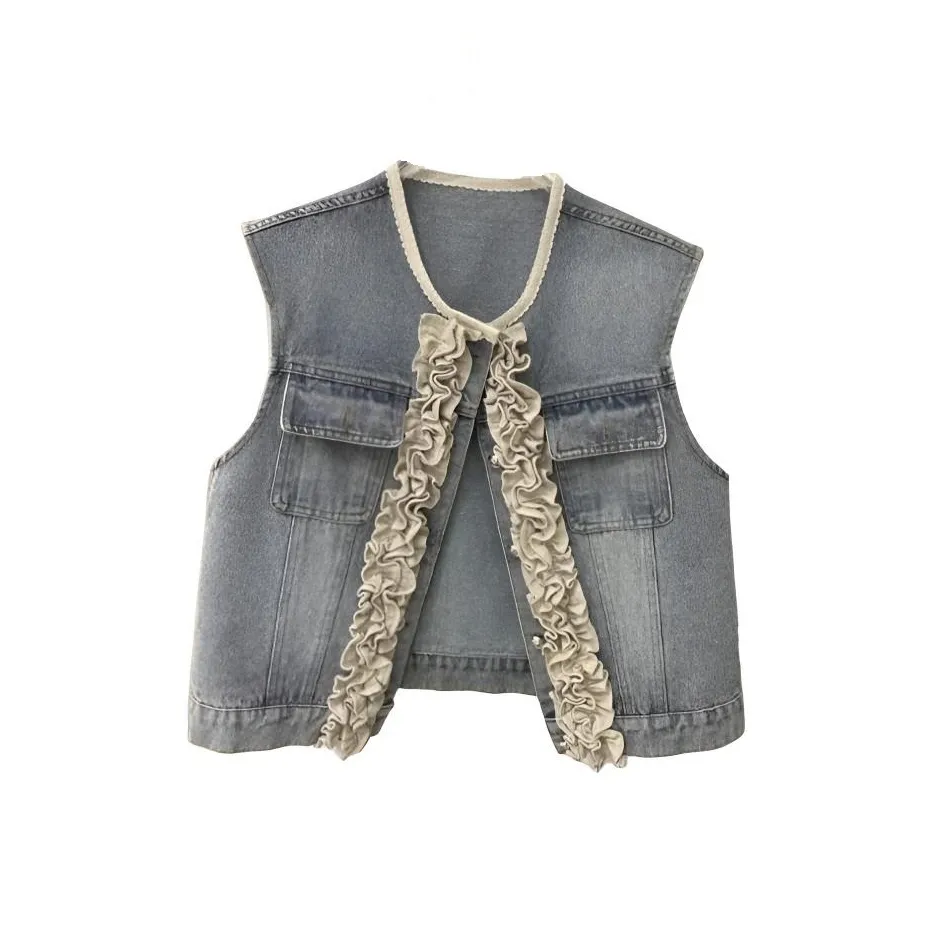 Meter CHANEL Inspired Стильный Джинсовый Жилет Унисекс