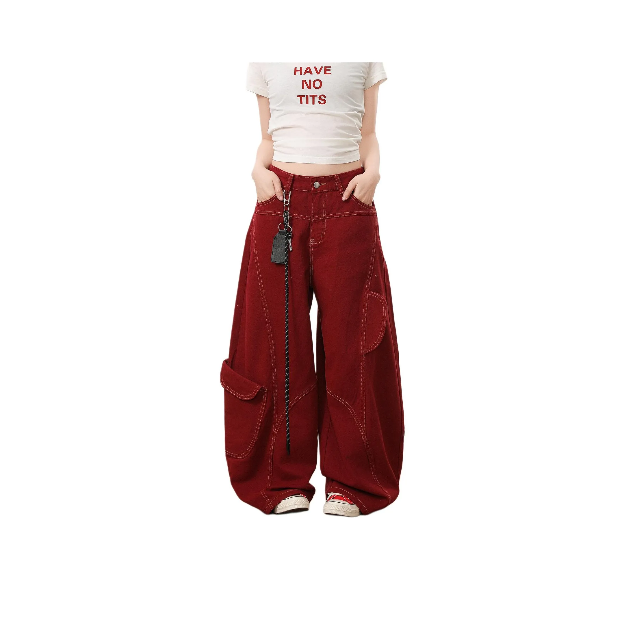 NEVER RULE Бургунди Унисекс Повседневные Штаны