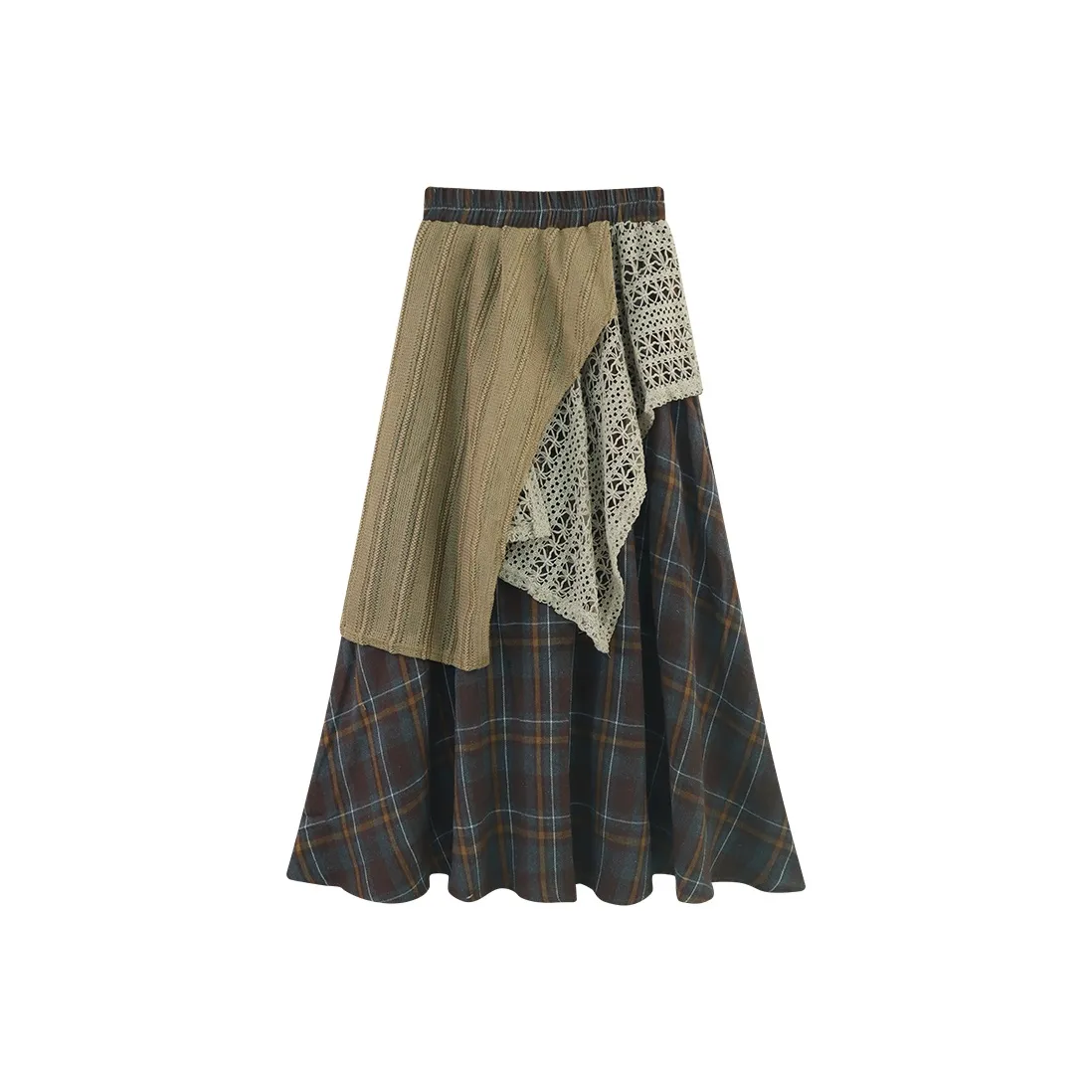 DITB Кофейная клетка Женские Вязаные длинные юбки