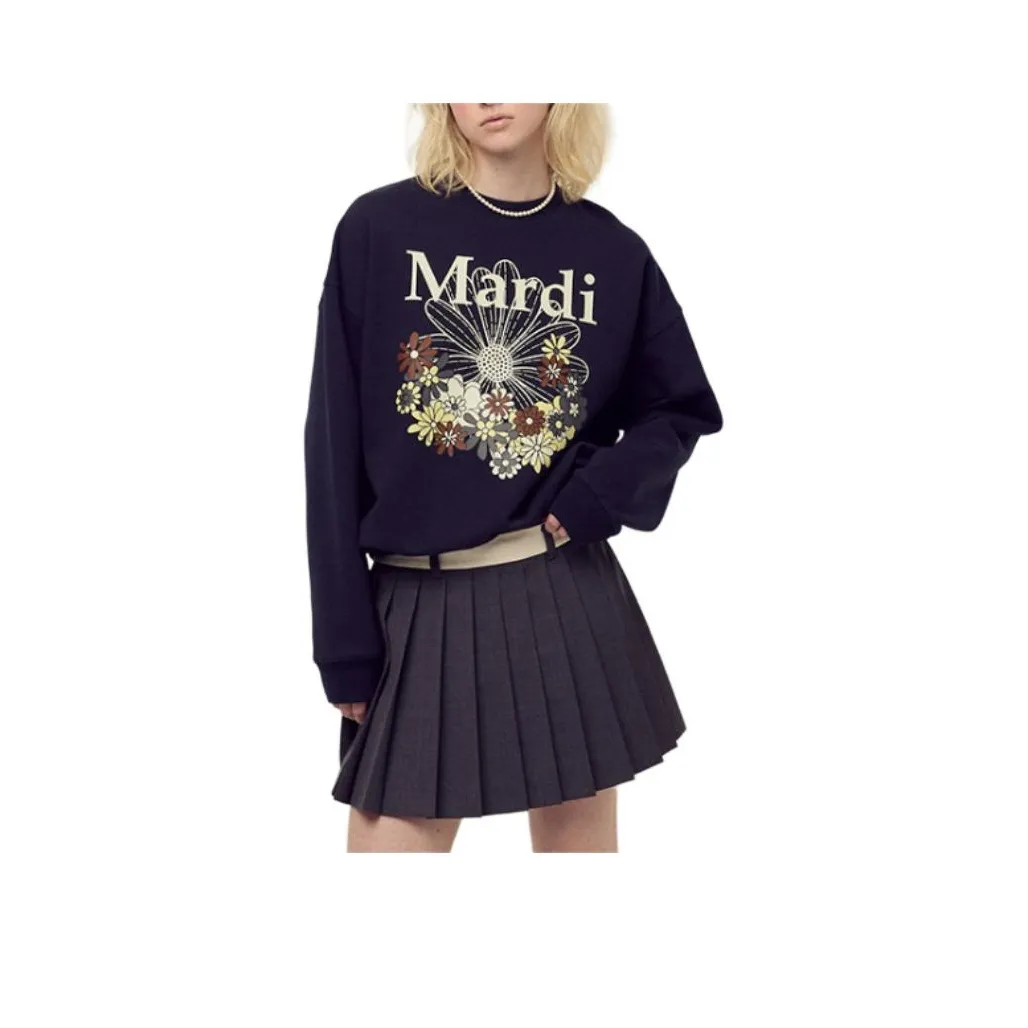 MARDI MERCREDI FW25 Свитшот FLOWERMARDI Jardin_Темно-синий Сливочный Свитшот Женские