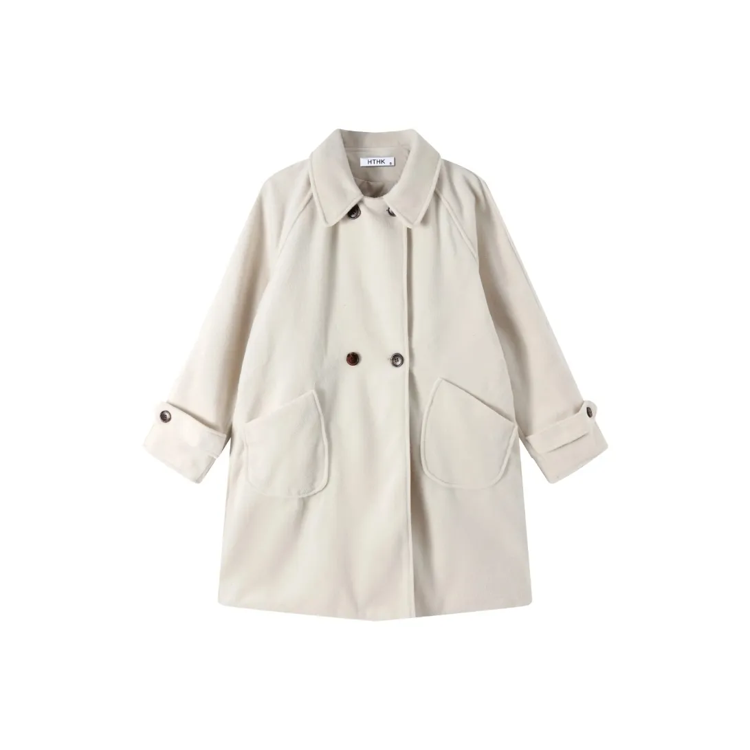 ETSE Light Gray Woolen Coat Women's Furry