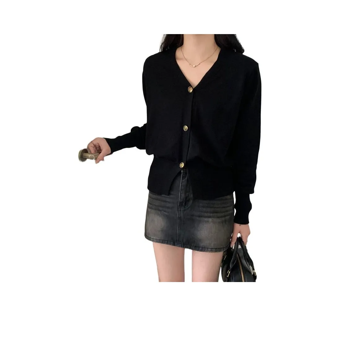 OURUOKE Черный Женский Трикотаж