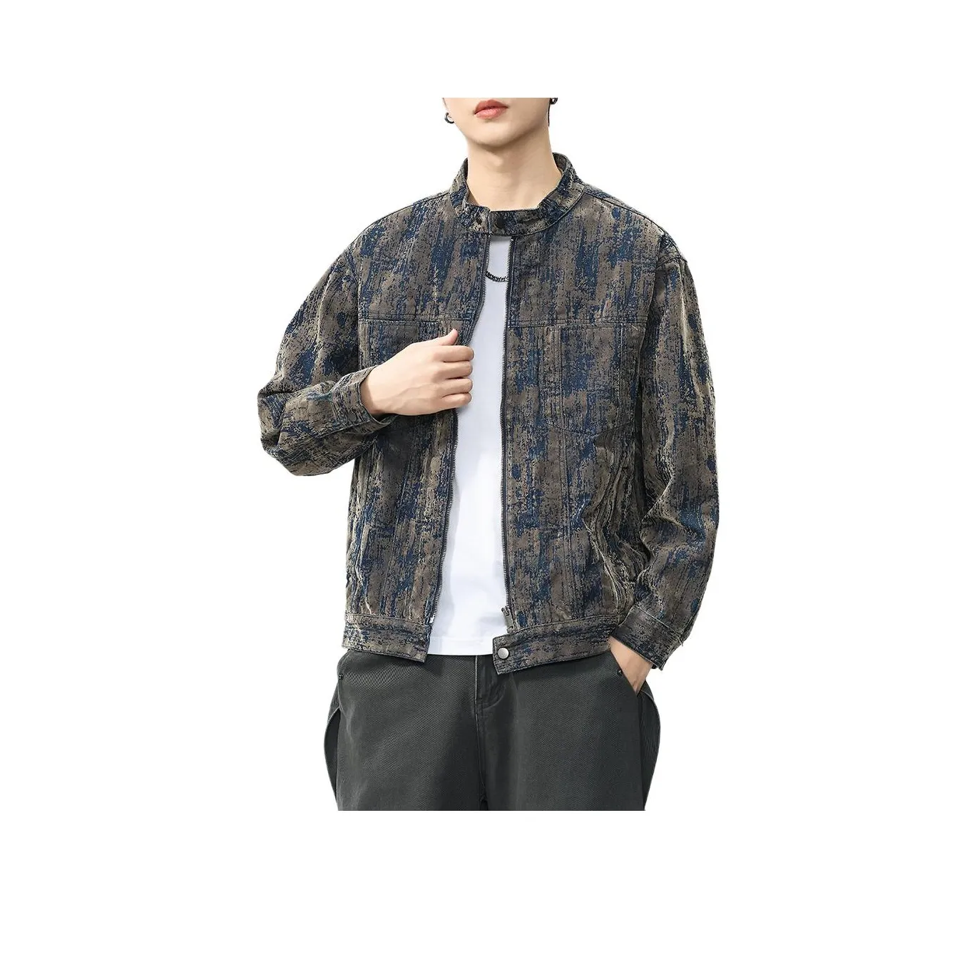 ZENGZHI Denim Jacket Loose Fit Straight Fit Unisex ZENGZHI Деним Куртка Свободного кроя Прямого кроя Унисекс