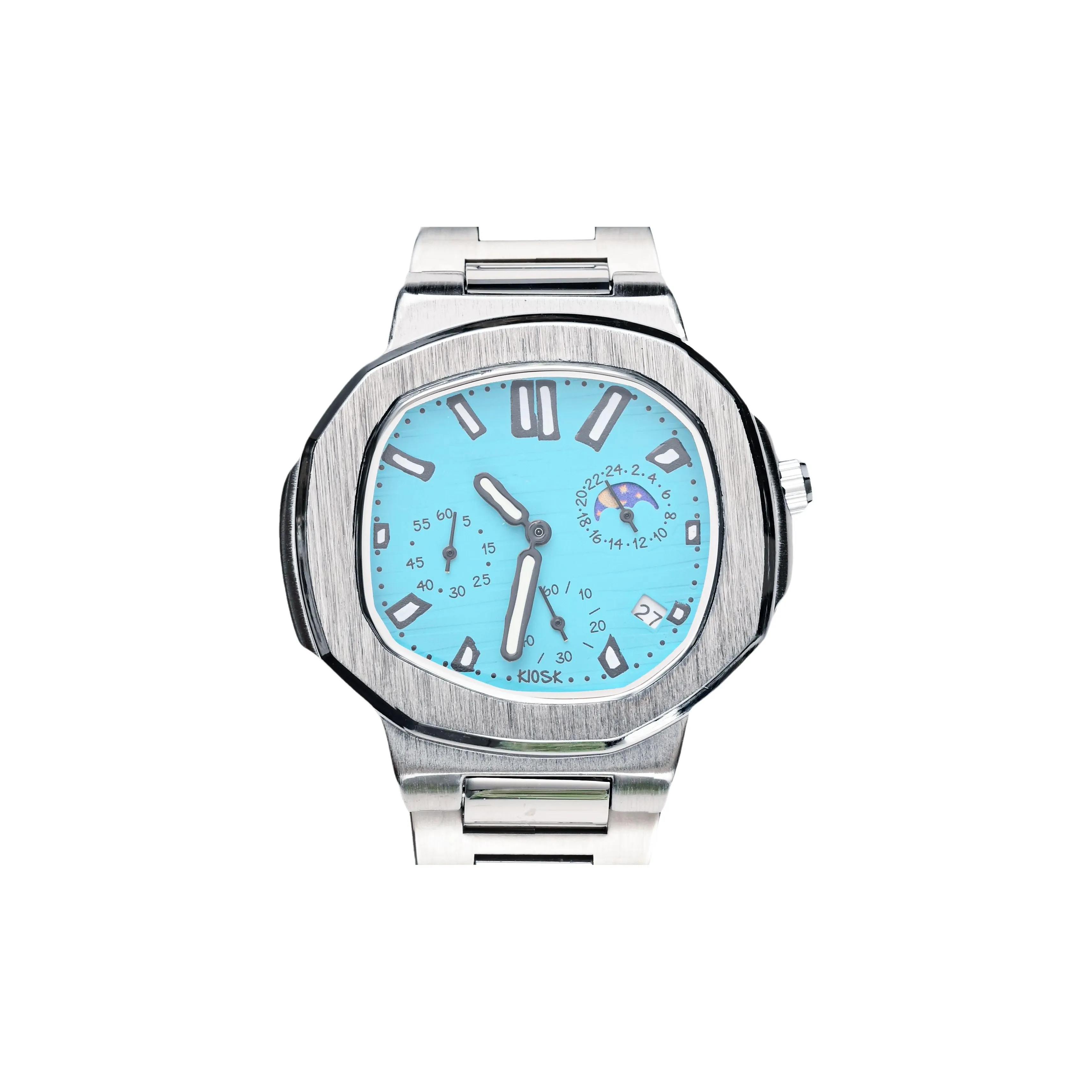 KIOSK Кварцевый механизм ремешок из нержавеющей стали унисекс синий циферблат