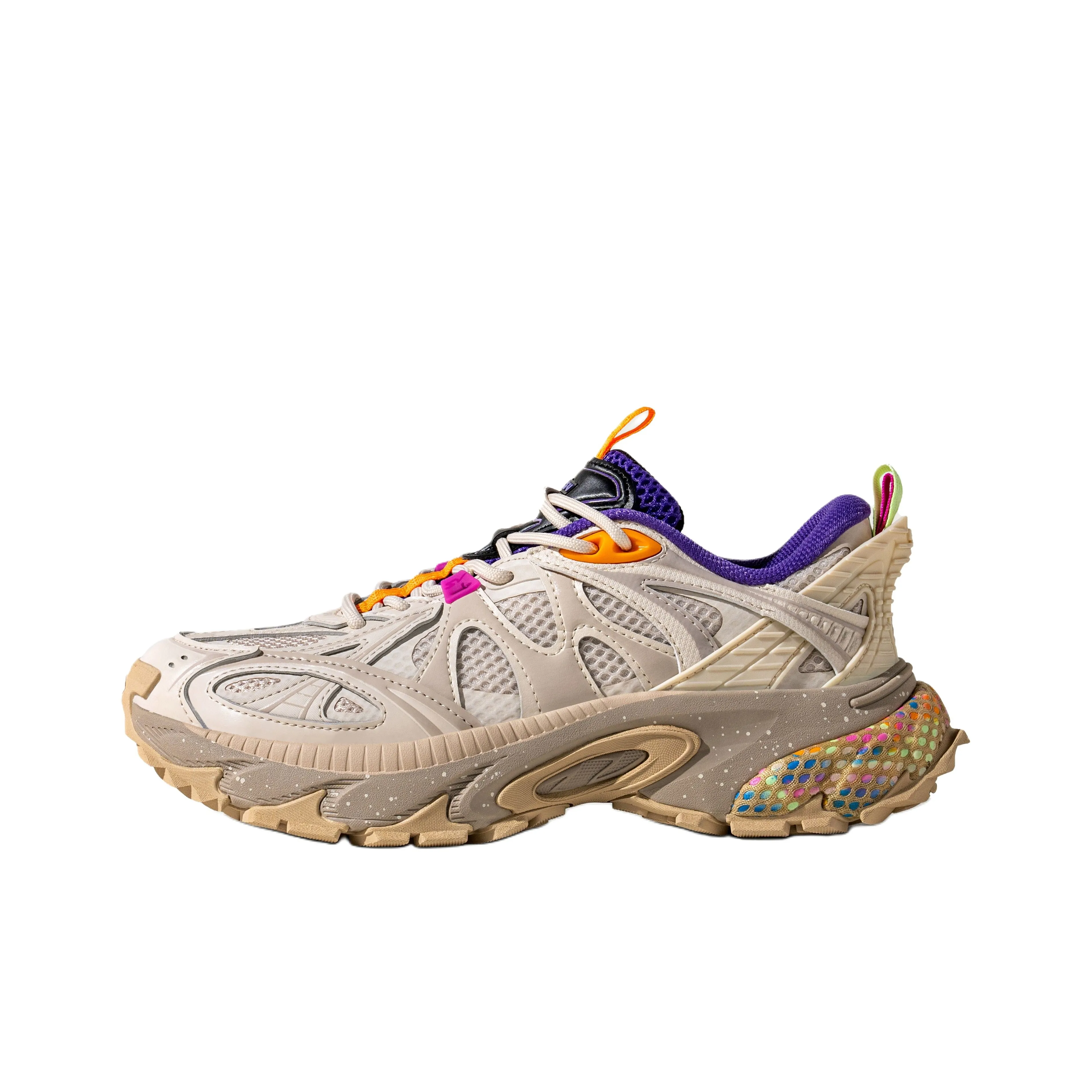 ANTA SNEAKERVERSE Износостойкий и Легкий Низкий Топ Повседневная Обувь Женская Бежево-фиолетовая