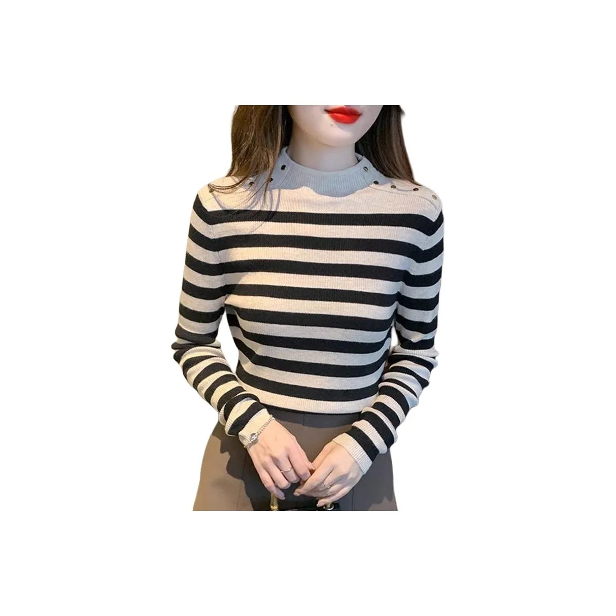 AHRTB Абрикосовые полосы Женская трикотажная одежда