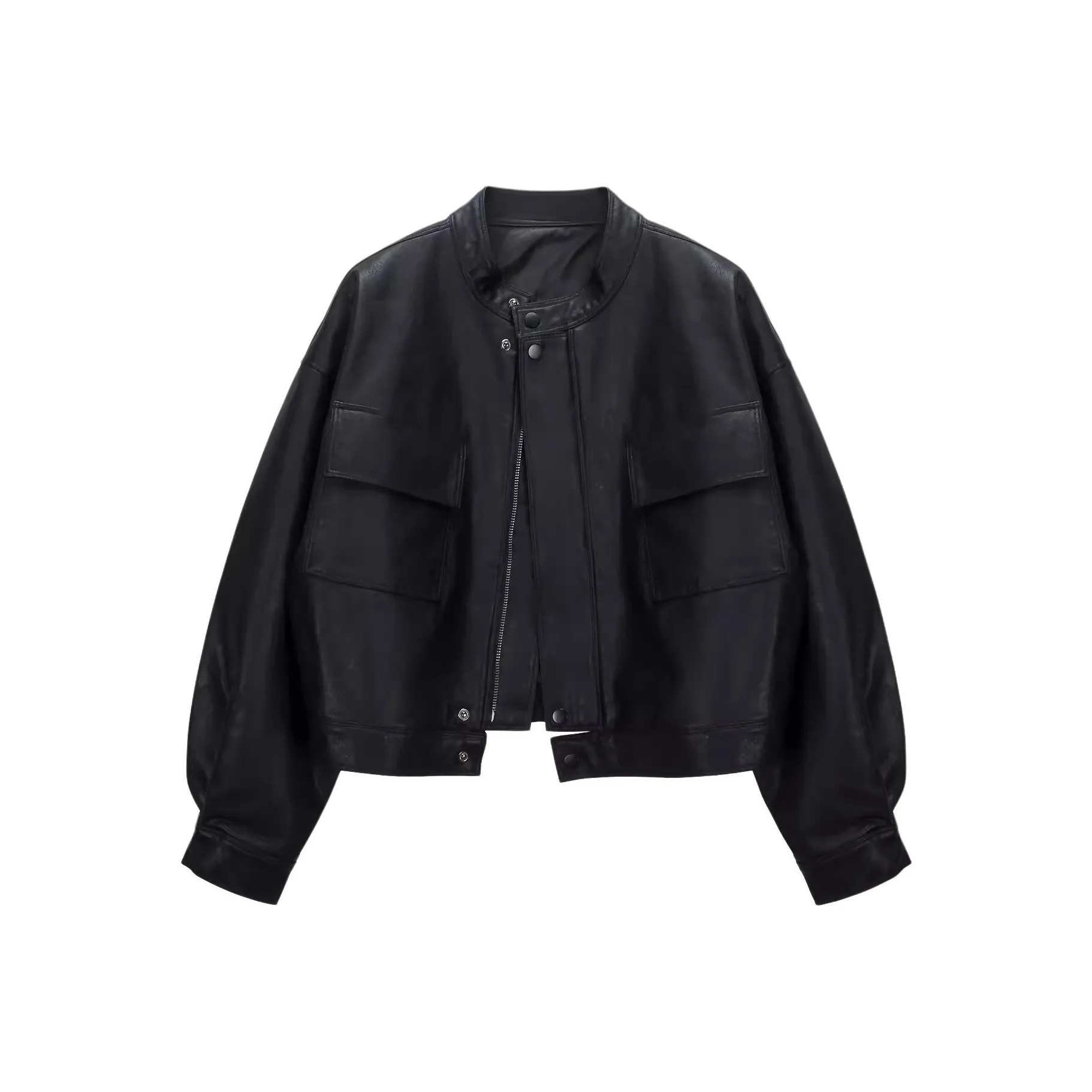 Mu Qingqing Кожа Куртка Женская