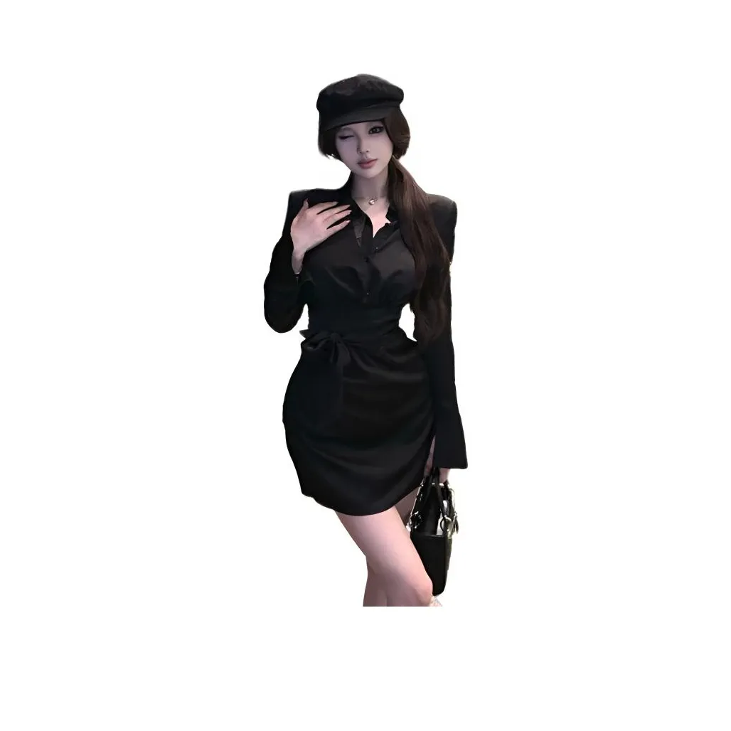 OURUOKE Длинное платье с длинными рукавами женское