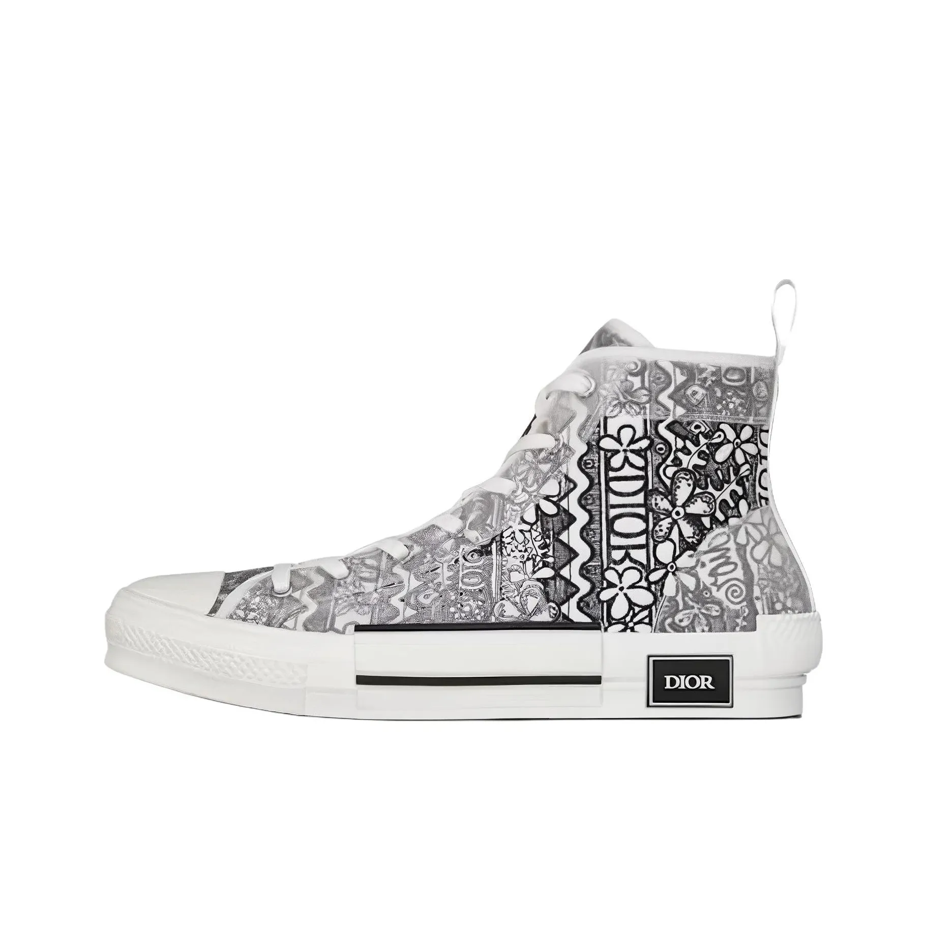 DIOR B23 Canvas Shoes Men High Top Black/White