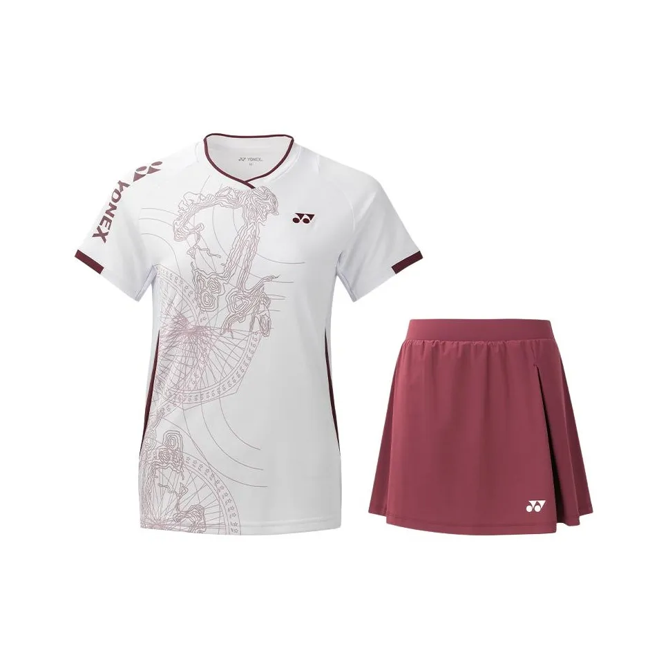 YONEX Комплекты (Белый топ + Темно-умбровый низ) Женские Повседневные костюмы