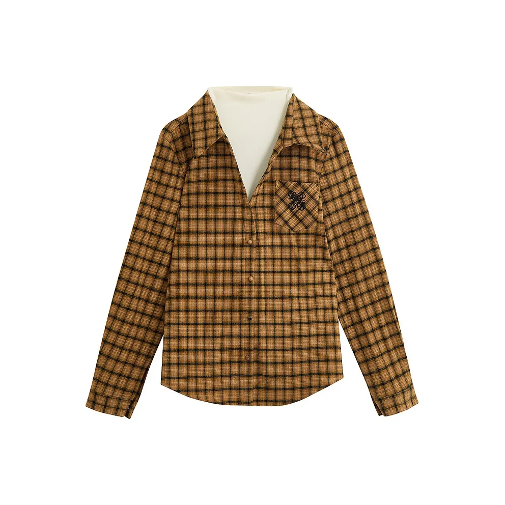 Inman Желтая Клетка Женская Рубашка