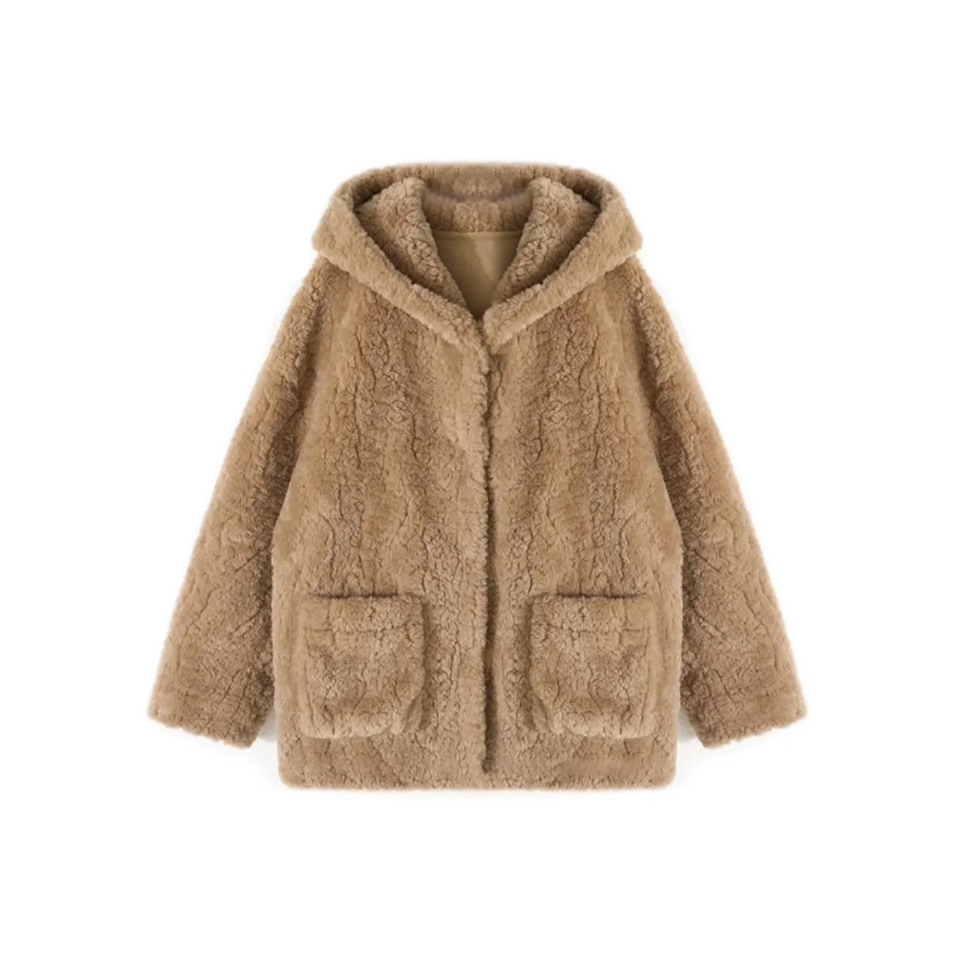 HeartyBite Молочно-чайный Eco Friendly Овечья шерсть Пальто Женские Меховые изделия