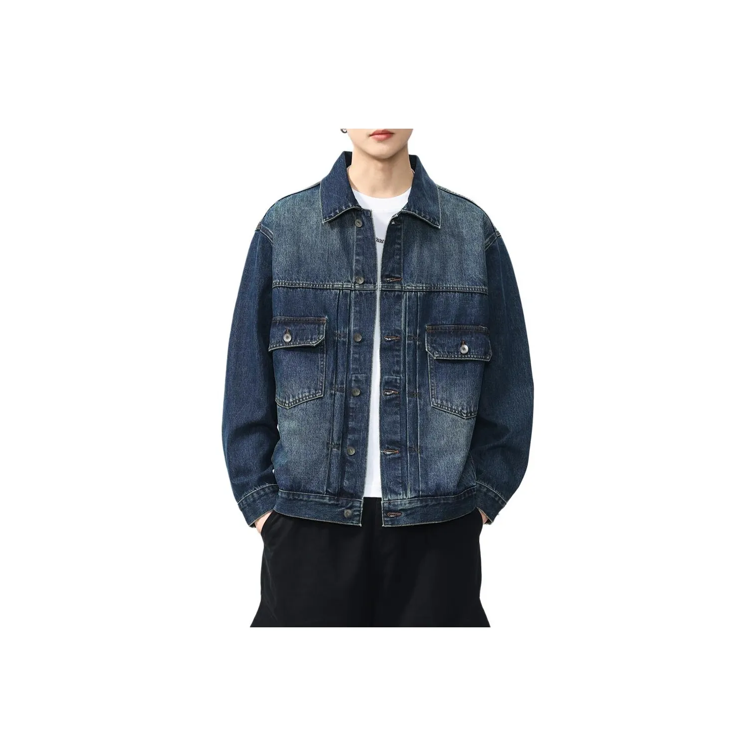 ZENGZHI Denim Jacket Loose Fit Straight Fit Unisex ZENGZHI Деним Куртка Свободного кроя Прямого кроя Унисекс