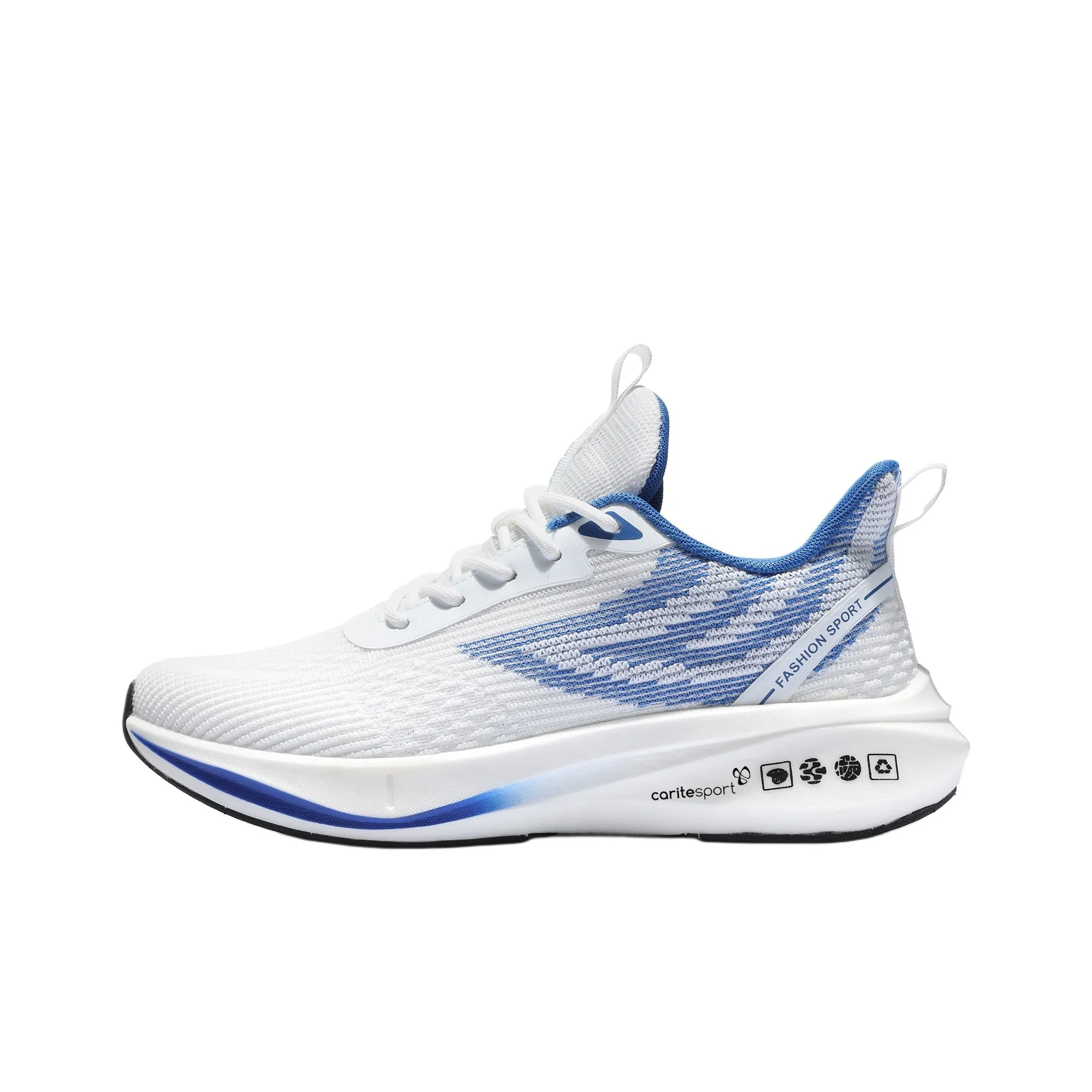 CariteSport Running Shoes Men Low Top Black Red, White, Gray, Blue, Black White