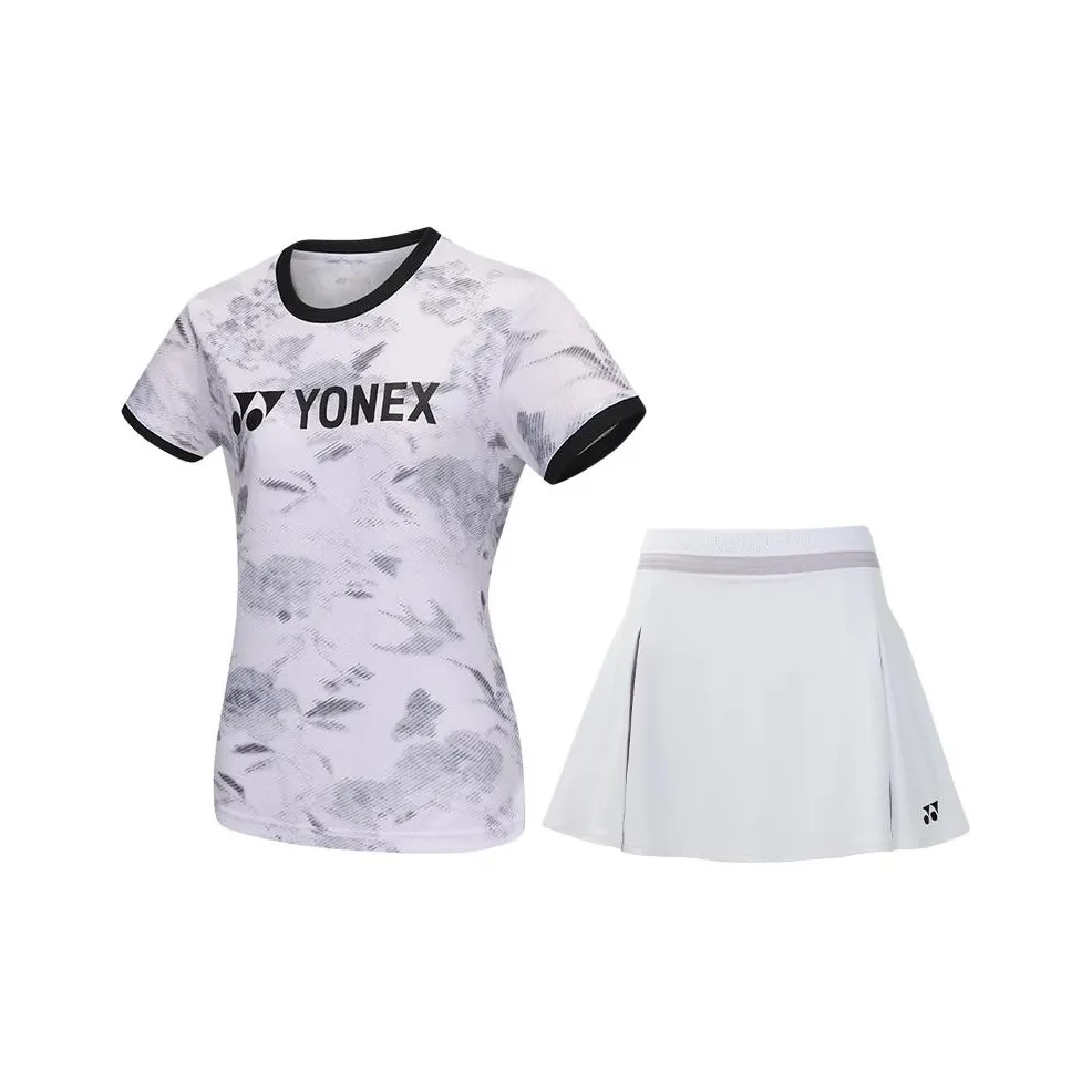 YONEX Комплекты Черный Белый Топ+Белый Низ Женские Повседневные Костюмы